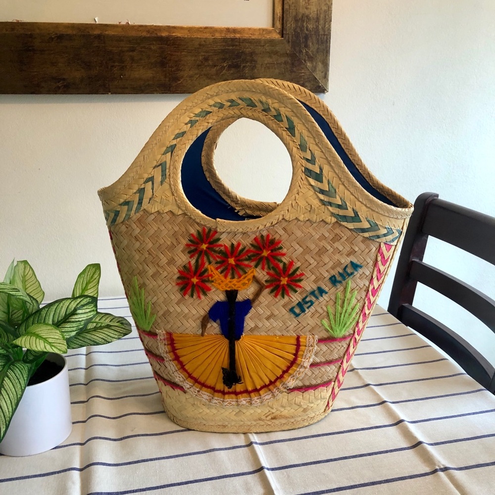Vintage Costa Rica Woven Summer Tote Bag